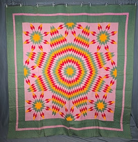 Antique c1920 Star of Bethlehem Quilt - Bars Back