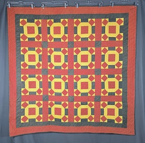 Antique c1890 Rolling Stone Quilt - Bars Back
