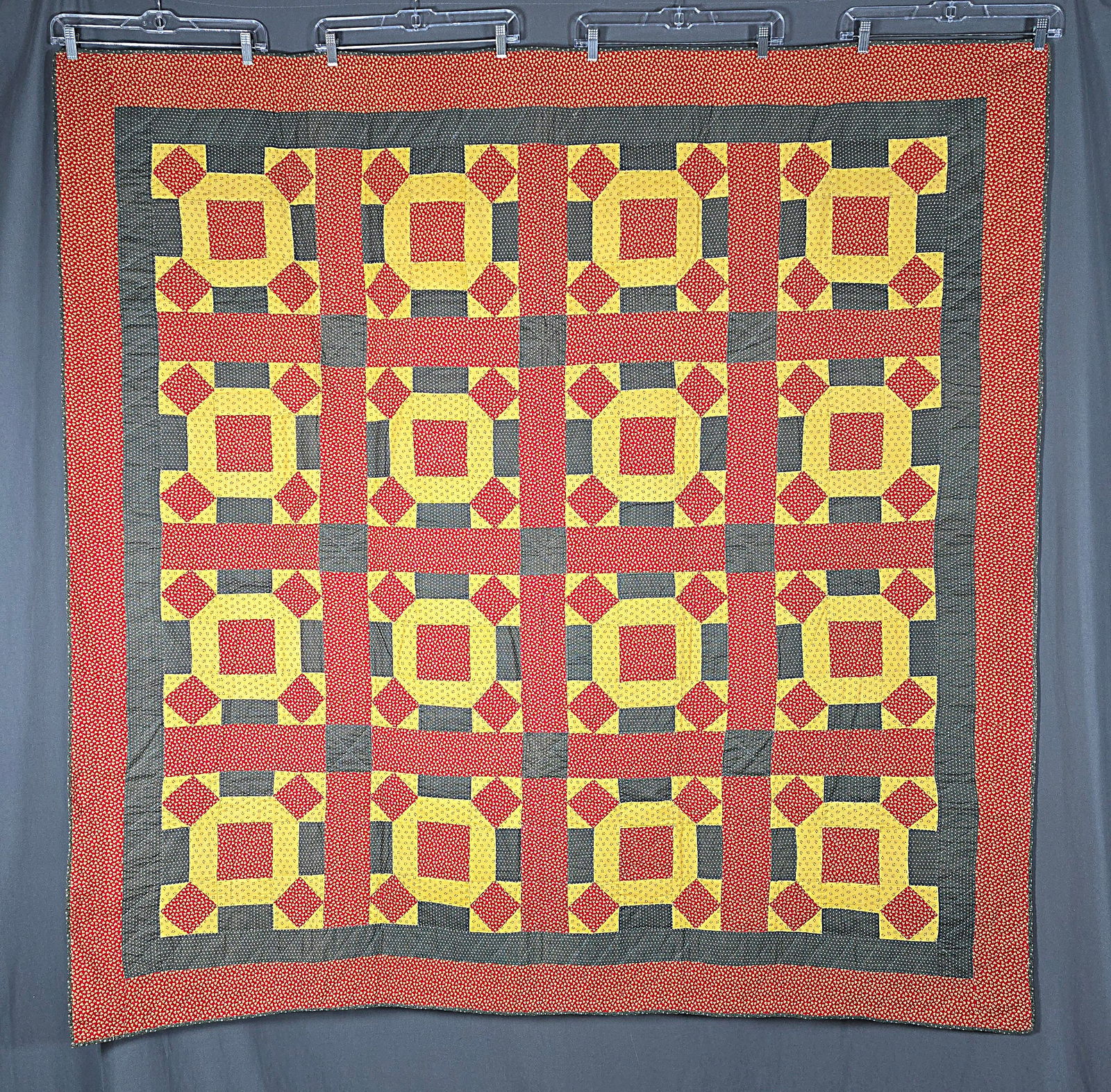 Antique c1890 Rolling Stone Quilt - Bars Back (1 of 8)