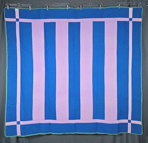 Vintage c1940s Bars Quilt - Amish Style