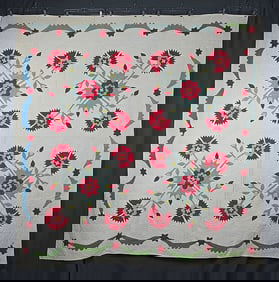 Antique c1850 Democrat Rose Variation