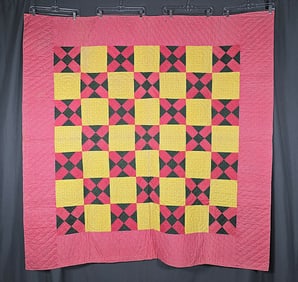 Antique c1880 Old Italian Block Quilt