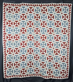 Antique c1850 Old Italian Block Quilt