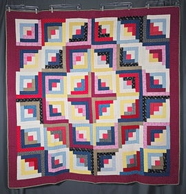 Antique c1890 Log Cabin Quilt