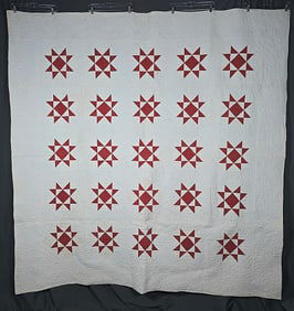 Antique c1880 8 Pointed Design Star Quilt