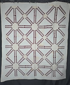Vintage c1920 Tangled Cobweb Variation Quilt