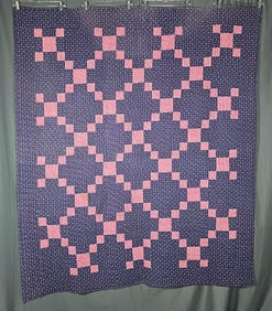 Antique c1910 Uneven 9 Patch Quilt