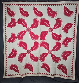 Antique 19th Century Princess Feather Quilt