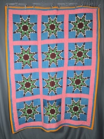 Antique c1870 Pine Cone Star Quilt