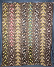 Antique c1840 Sawtooth Triangle Quilt - Chintz