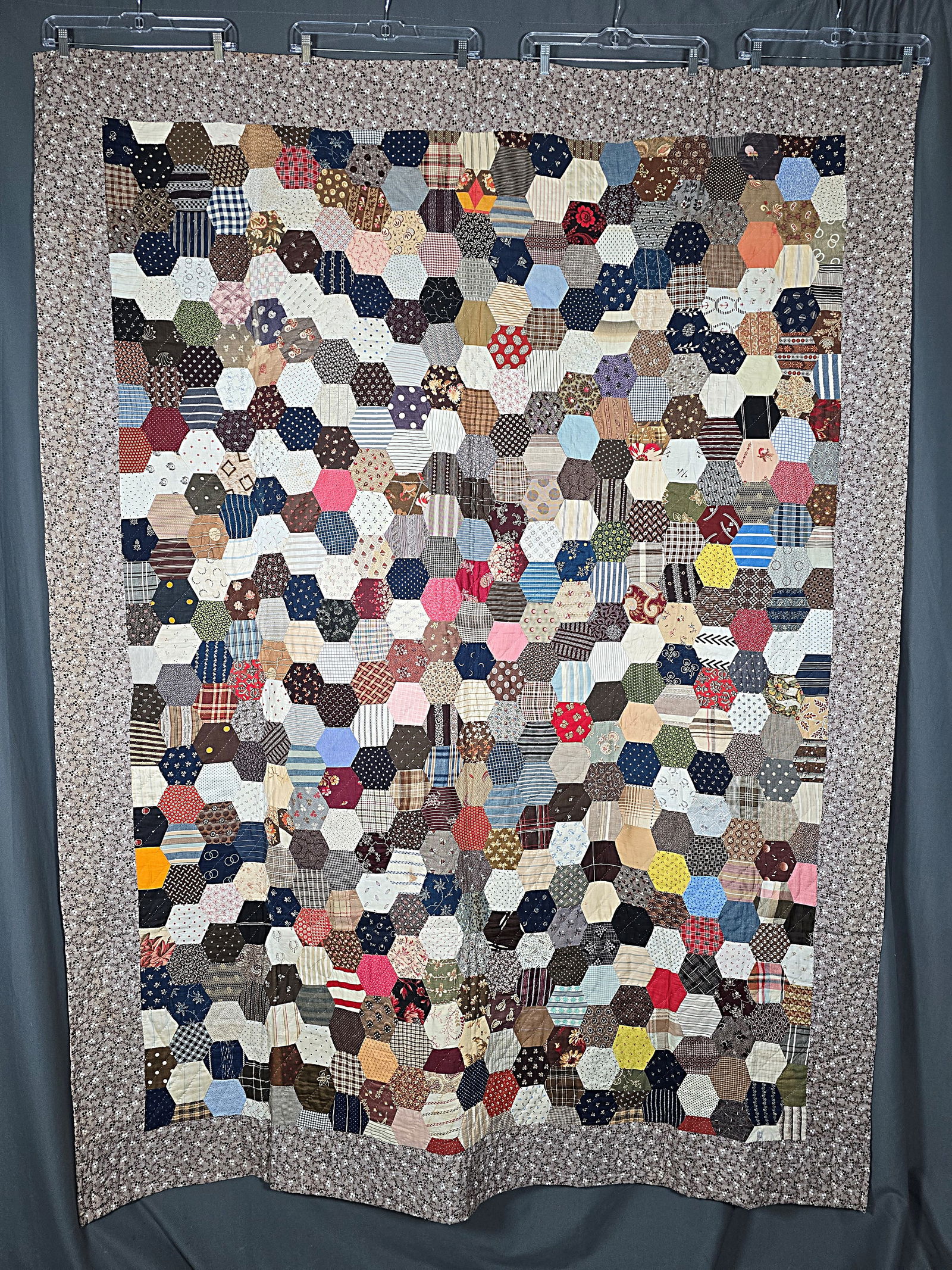 Antique c1890 Hexagon Mosaic Quilt (1 of 11)