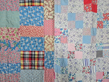 2 Vintage c1940 Feedsack Quilts