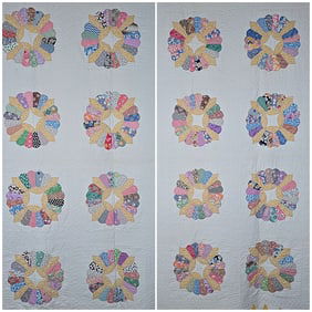 Pair of Vintage c1930 Dresden Plate Quilts