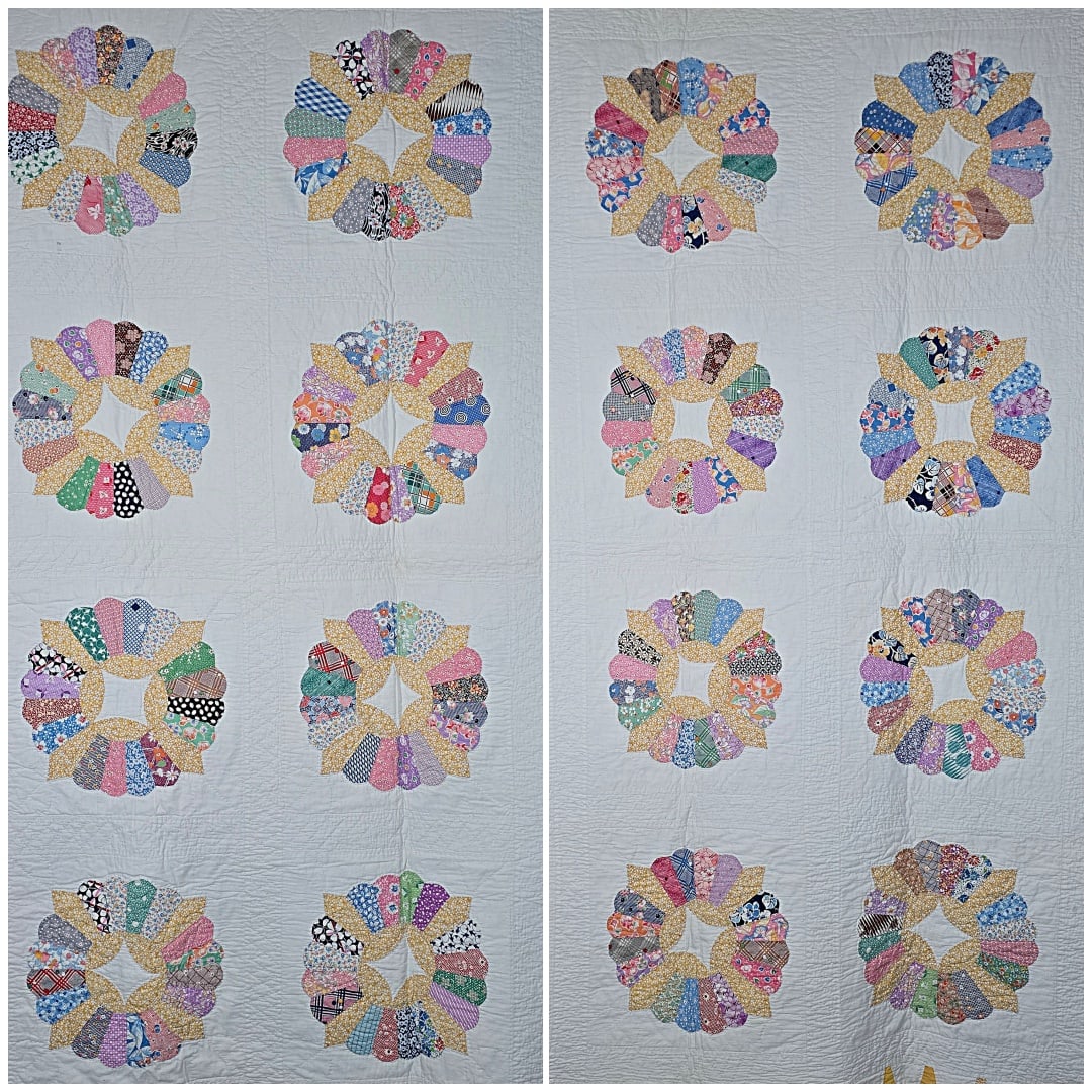 Pair of Vintage c1930 Dresden Plate Quilts (1 of 16)