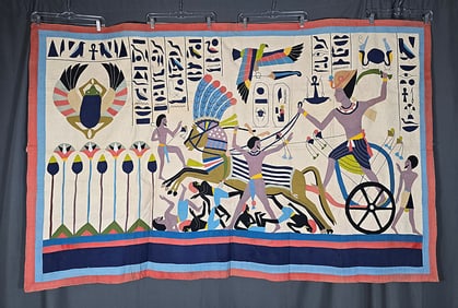 Antique c1920s Egyptian Applique Wallhanging