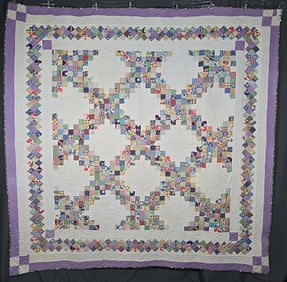 Vintage c1940 Triple Irish Chain Quilt