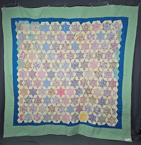 Vintage c1940 6 Pointed Star Quilt
