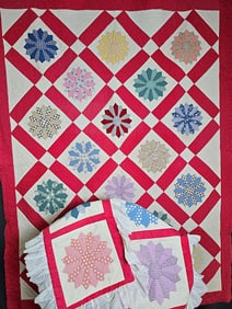 Vintage Dresden Plate Quilt with Shams