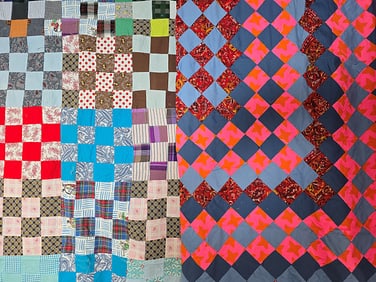 2 Vintage c1960 Quilt Tops - Squares
