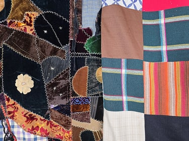 Antique Crazy Quilt and Polyester Quilt - As Is