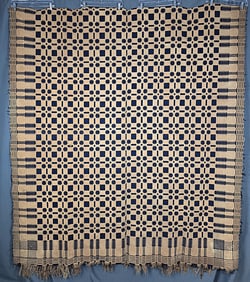 Antique c1840 Woven Coverlet