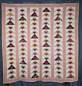 Antique c1850 Flying Geese Quilt