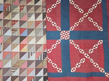 2 Antique 19th Century Quilts - Hourglass Chain and more