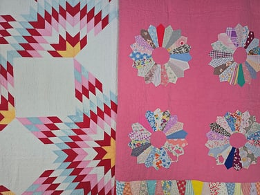 2 Vintage Quilts - Blazing Star, Dresden Plate