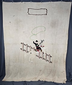 Vintage Rodeo Cowboy Chenille Bedspread