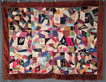 Antique Victorian 1886 Crazy Quilt