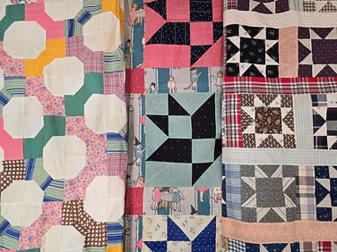 3 Vintage Quilt Tops 1900-1930s