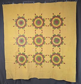 Antique c1860 Touching Stars Quilt