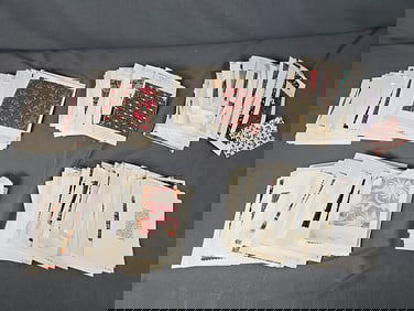 500 Antique Printed Cotton Swatches on Cards - Small