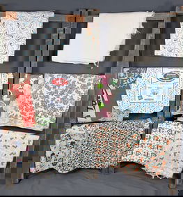 10 Vintage Printed and Solid Feedsacks