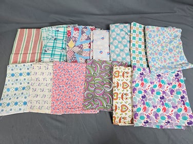 13 Partial or Less Vintage Feedsacks