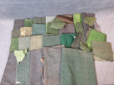 Antique 19th Century Green Fabric - 6 Lbs