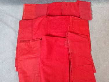 Antique 19th Century Red Cotton Solid Fabric - 3 Lbs