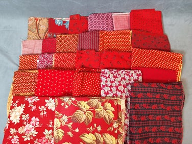 Antique 19th Century Red Cotton Fabric - 5 Lbs of