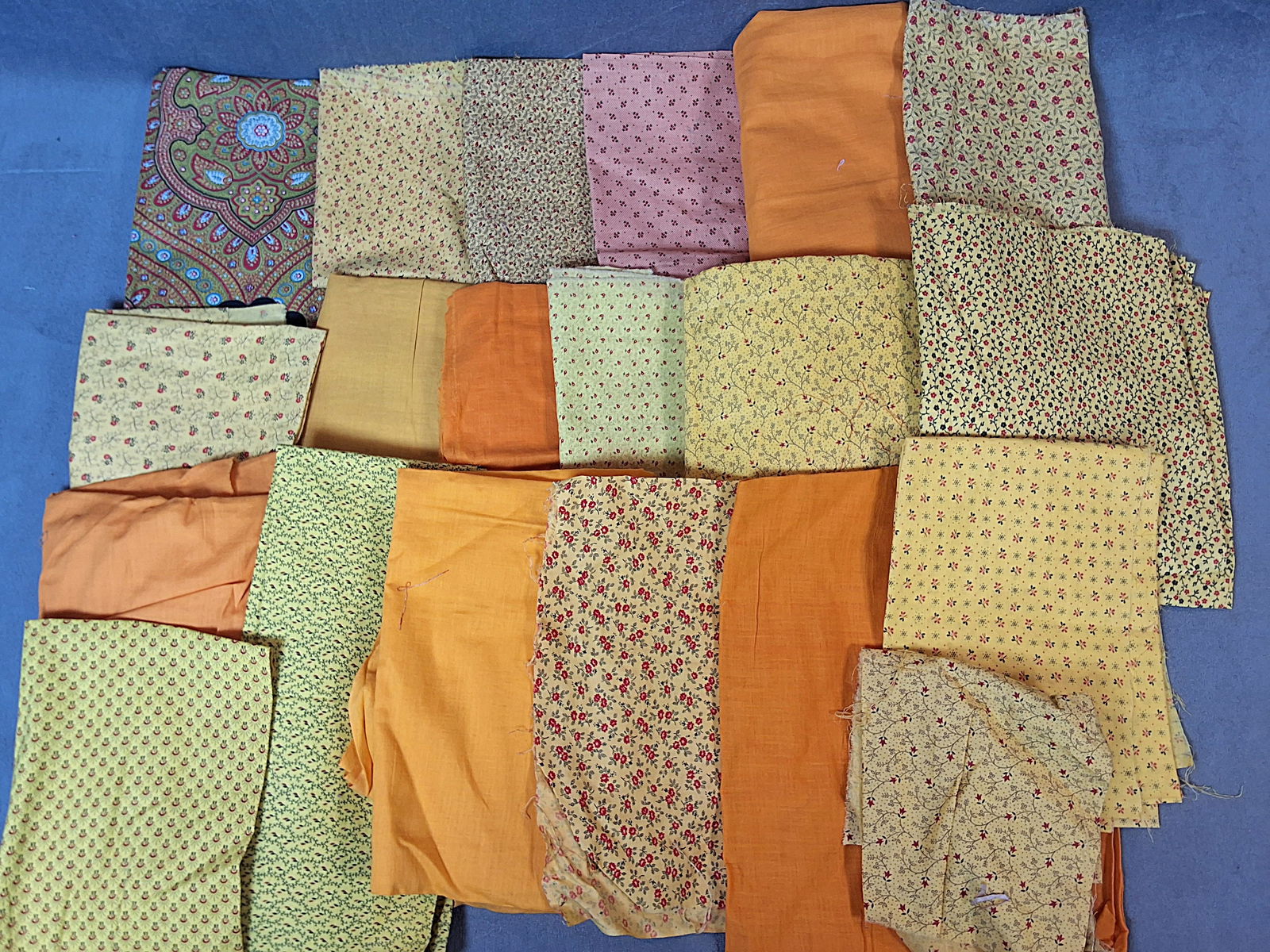 Antique 19th Century Yellow Fabric - 3 Lbs (1 of 7)