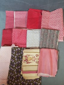 Antique 19th Century Pink/Purple Cotton Fabric