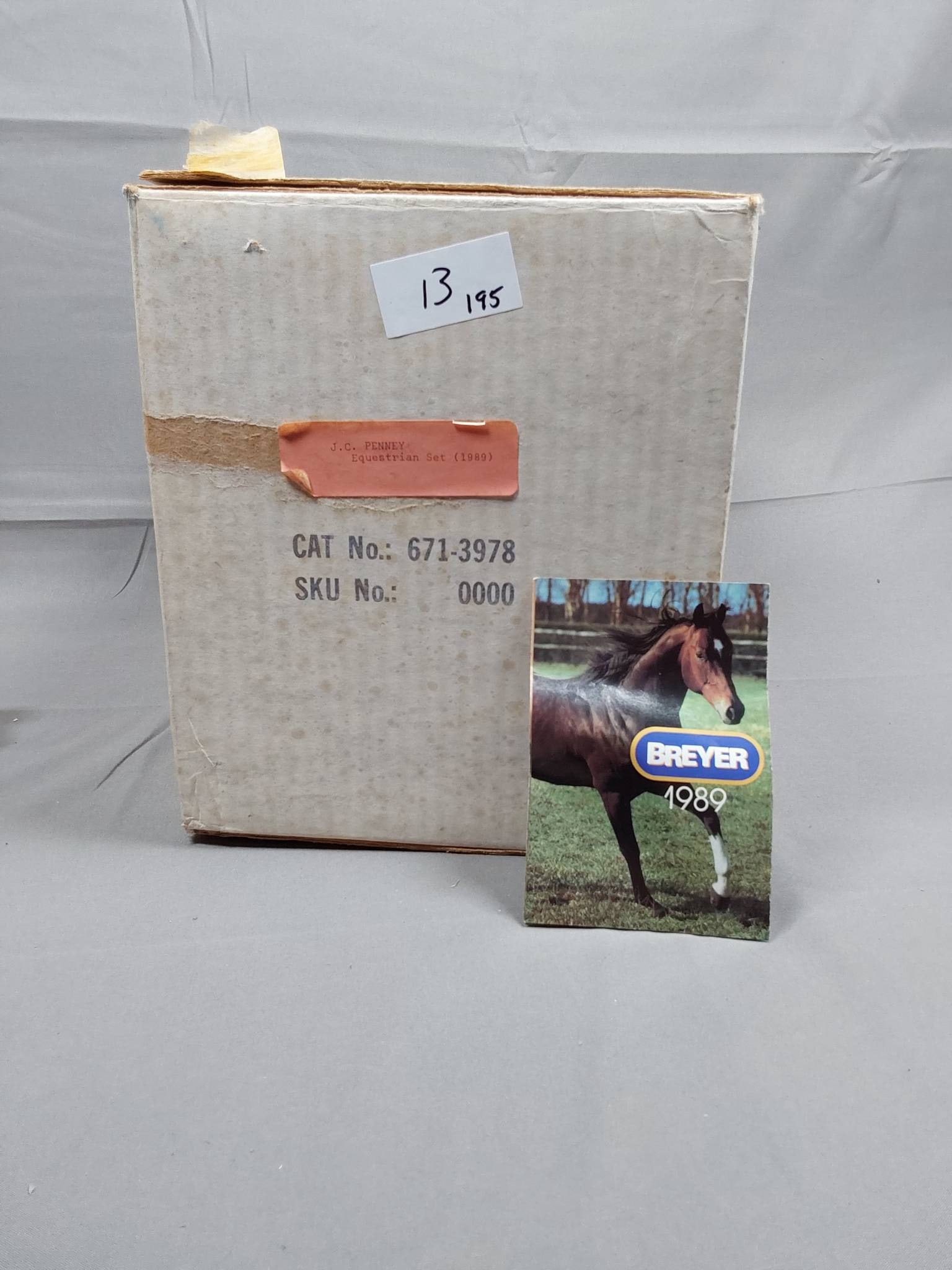 Breyer SR 1989 JC Penney International Equestrian Set #715963: Breyer SR 1989 JC Penney International Equestrian set. Includes Halla in flea bitten gray (Lady Phase mold), Morganglanz in bay, Hanovarian in dark dapple gray. Includes original cardboard box and bro