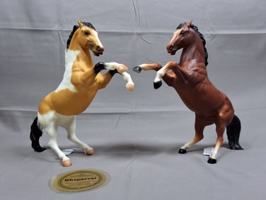 Breyer Chapparral Pinto & Bay Fighting Stallion Horses