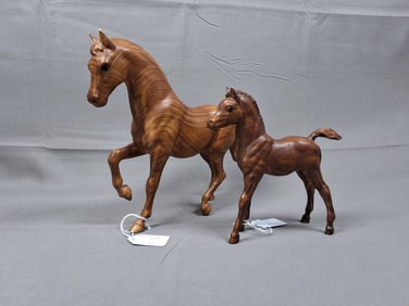 Breyer Family Arab Stallion #907 & Woodgrain Foal #909