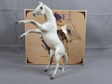Peter Stone Rearing White Horse #9671 with Original Box