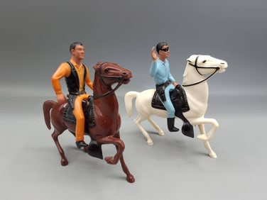 2 Hartland 4.25 inch Horses with Riders - Lone Ranger