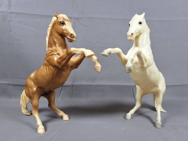 Breyer #33 King Glossy Palomino and #30 King Semi-Glossy Alabaster Fighting Stallions
