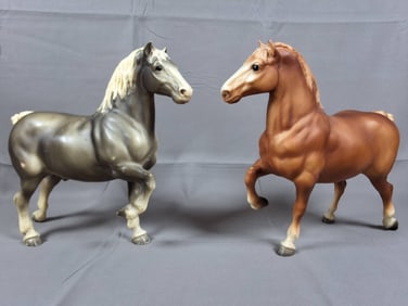 Breyer #92 and #94 Belgian 1991 - Smoke Grey White Points Bald Face
