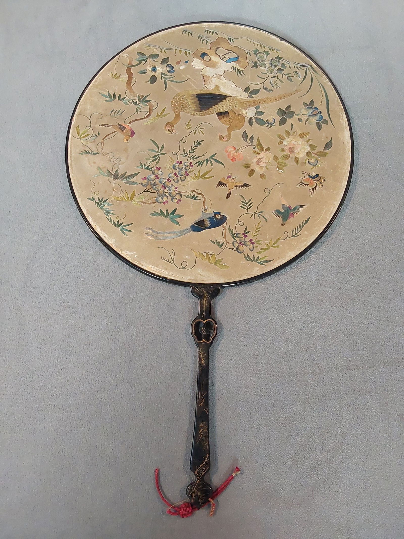 Antique Chinese Double-Sided Embroidered Hand Fan