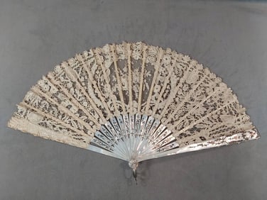 Antique Lace Folding Fan - Mother of Pearl