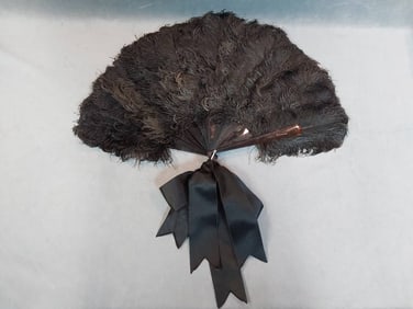 Antique Ostrich Feather Folding Fan -Bailey Banks and Biddle